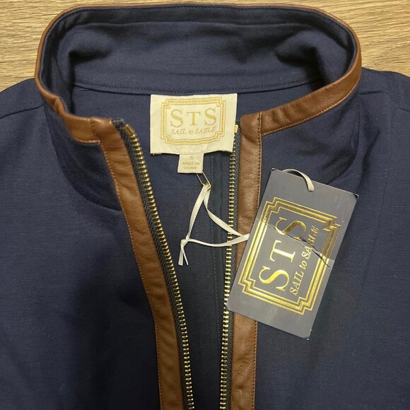 NEW Sail to Sable Must Be Manhattan Jacket Navy Blue Brown Riding Size Small NWT - Picture 3 of 5